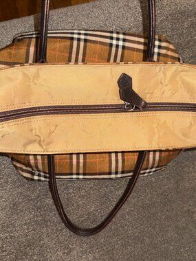 Burberry Nova Check Canvas Tote Bag Brown Plaid Shoulder Bag